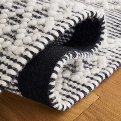 Ivory and Black Hand-Tufted Wool Runner Rug