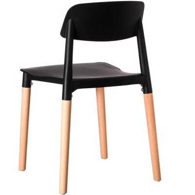 High Black Wood Side Chair with Modern Design