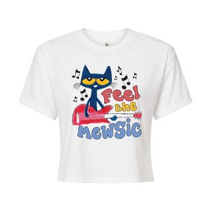 Women's - Pete the Cat - Feel The Mewsic Cropped Graphic T-Shirt - 1 of 4