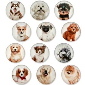 Wrapables Crystal Glass Magnets, Refrigerator Magnets for Office Whiteboards, Cabinets, Lockers (Set of 12), Dogs - 1 of 4