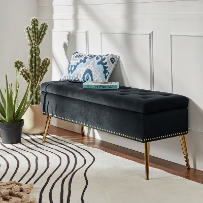 Hippolytus  Storage Bench with Nailhead Trim and Button-tufted  for Bedroom  | ARTFUL LIVING DESIGN