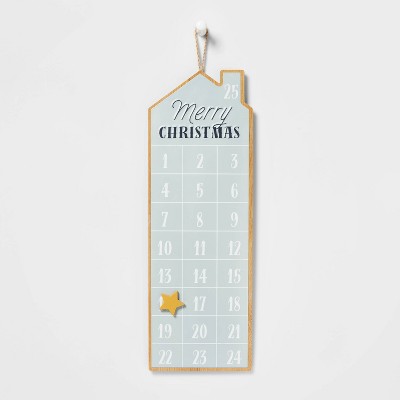 Merry Christmas Wood and Galvanized Metal Hanging Advent Calendar - Wondershop™