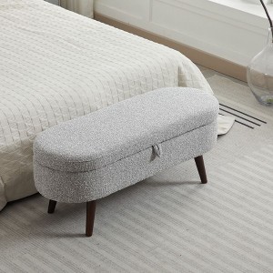 NicBex Modern 43.8" Storage Bench Boucle Accent Stool with Cushioned Top for Entryway and Living Room - 1 of 4