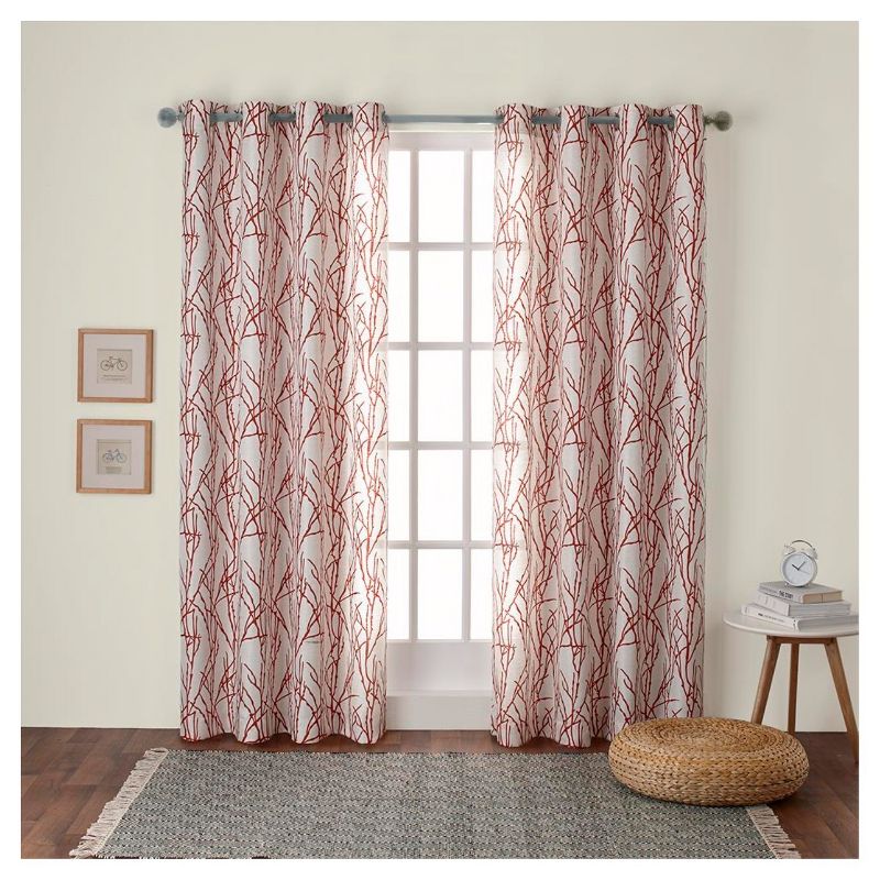 Branches Linen Blend Grommet Top Window Curtain Panel Pair - Exclusive Home&#153;, 1 of 10