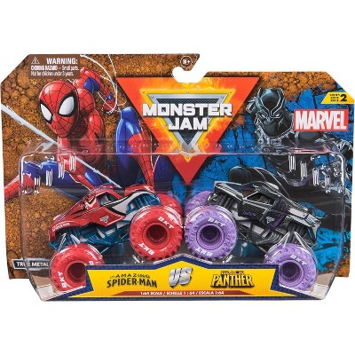 Monster Jam, Marvel Official Spider-Man Vs. Black Panther Die-Cast Monster Trucks, 1:64 Scale, Kids Toys for Boys and Girls Ages 3 and up