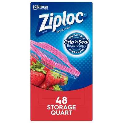 Ziploc Storage Quart Bags with Grip 'n Seal Technology - 48ct