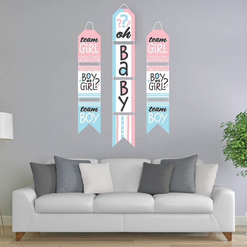 Big Dot of Happiness Baby Gender Reveal - Hanging Vertical Paper Door Banners - Team Boy or Girl Party Wall Decoration Kit - Indoor Door Decor, 2 of 8