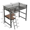 CAVINAS Twin Size Loft Bed with Desk Modern Metal Bed Frame with Storage Shelf and Inclined Ladder for Bedroom, Black - 4 of 4
