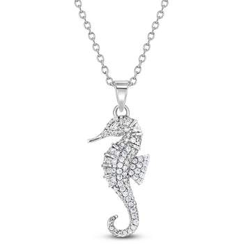 Girls' CZ Seahorse Sterling Silver Necklace - In Season Jewelry