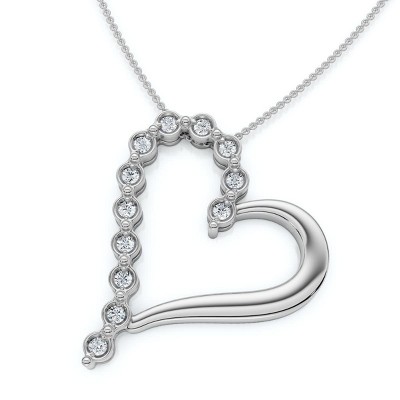 Pompeii3 Diamond Heart Pendant Gold Necklace Lab Created 18"