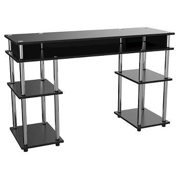 Designs2Go No Tools Executive Desk with Shelves Black - Breighton Home