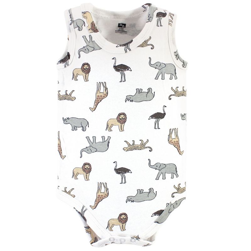 Hudson Baby Infant Boy Cotton Sleeveless Bodysuits 5pk, Wild Safari, 6 of 8