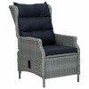 vidaXL Outdoor Recliner Chair Patio Lounge Chair with Cushions Poly Rattan - Light Gray - 2 of 4