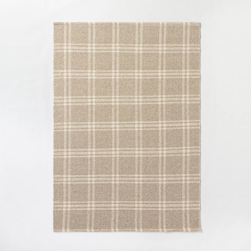 Photos - Area Rug 5'x7' Cottonwood Handwoven Plaid Wool/Cotton  Neutral - Threshold™