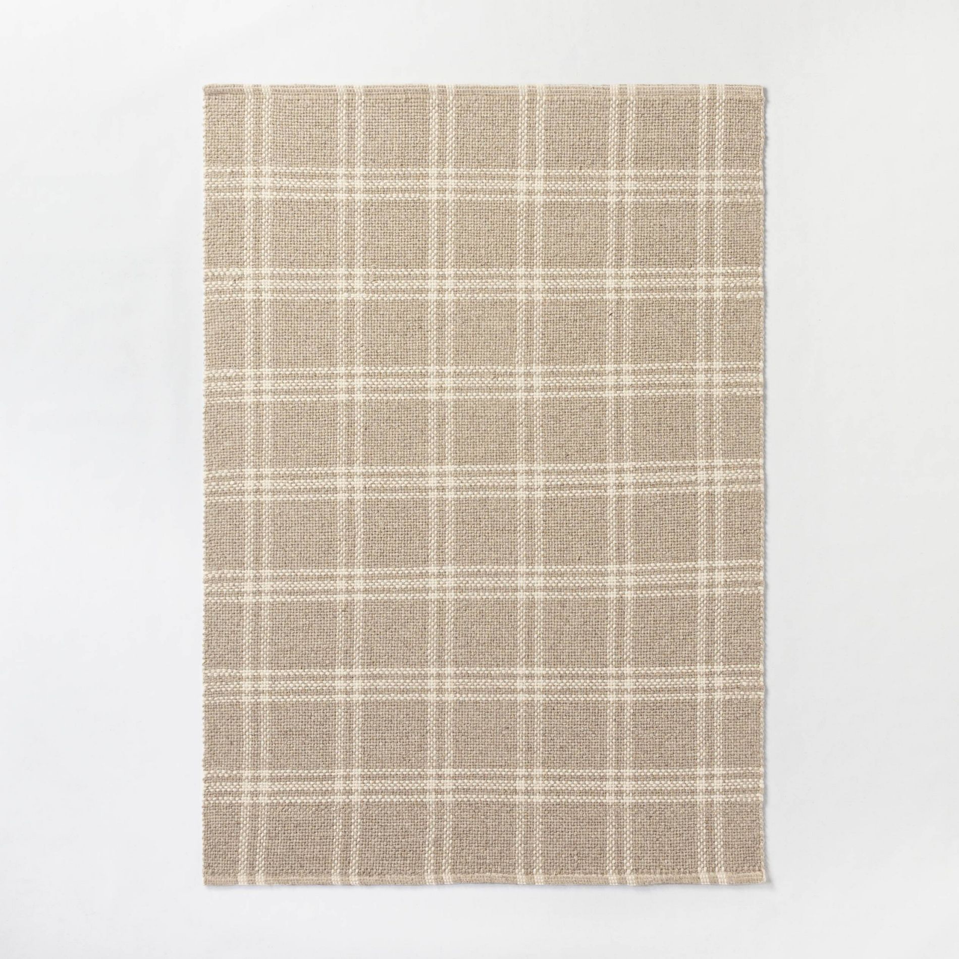 9'x12' Cottonwood Handwoven Plaid Wool/Cotton Area Rug Neutral - Threshold™ designed with Studio McGee