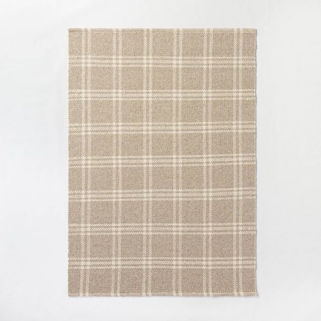 Shop 5'x7' Cottonwood Hand Woven Plaid Wool/Cotton Area Rug Beige - Threshold™ designed with Studio McGee from Target on Openhaus