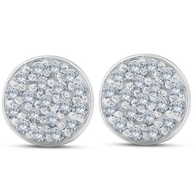 Pompeii3 3/8 Ct Diamond Pave Studs Womens Earrings 14k White Gold 8mm