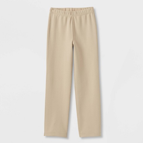 Girls' Adaptive Ponte Pants - Cat & Jack™ Khaki XS