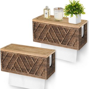 Wall Mounted Paper Towel Dispenser with Lid, Solid Wood Holder for C-Fold & Z-Fold Paper Towels - 1 of 4