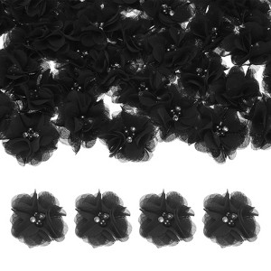 Unique Bargains Mesh Fabric Rhinestone Pearl Chiffon Flowers 2.17 x 2.17 Inch - 1 of 4