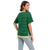 Maternity Shirts Women's Casual Floral Print Tops Pregnancy Puff Short Sleeve Striped Ruched Side Tunic Top - 2 of 3