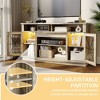 LED TV Stand for 65 Inches, Curved Entertainment Center with Adjustable Shelves and Farmhouse Glass Doors, TV Cabinet Media Console for Living Room - 2 of 4