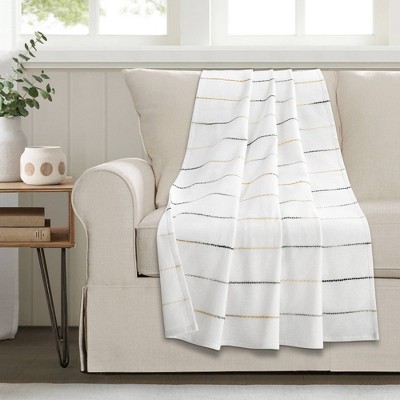 Contemporary Ombre Stripe 50"x60" Yellow & Gray Cotton Throw
