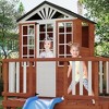 GustoWave Kids Outdoor Playhouse with Slide, 2 Story Wooden Playhouse with Climbing Wall, Elevated Cedar Wooden Kids Playhouse - 3 of 4