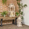HOMCOM 2 Pack 28"/20" Large Rustic Wooden Lantern Decorative, Indoor/Outdoor Lantern for Home Décor (No Glass), Natural - image 2 of 4