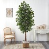 Nearly Natural 8-ft Ficus Artificial Tree with Handmade Natural Jute and Cotton Planter - 3 of 4