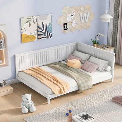 ALEXOUN Wood Day Bed Frames with Solid Wood Slat Support,and Arm & Back for Toddlers Kids Teens Adults Easy Assemble