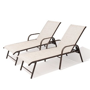 Pellebant Outdoor Lounger Aluminum Adjustable Chaise Lounge Chairs with Arms (Set of 2) - 1 of 4