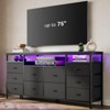 63" Long TV Stand Dresser with 10 Fabric Drawers, Safety Power Outlet & LED Lights, Sturdy Storage Unit for 75 Inch TV - 2 of 4