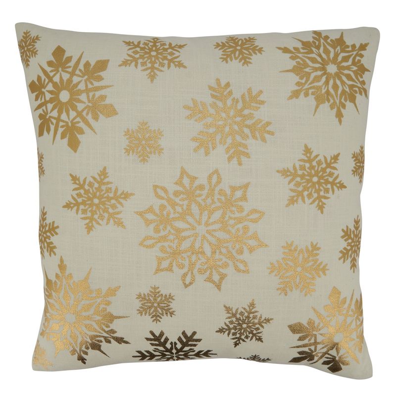 Saro Lifestyle Foil Print Snowflake  Decorative Pillow Cover, 1 of 4