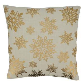 Saro Lifestyle Foil Print Snowflake  Decorative Pillow Cover
