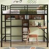 Streamdale Full Size Metal & Wood Loft Bed with L -shaped desk and shelves, Black and Brown - 2 of 4
