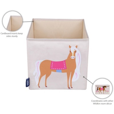 Wildkin Beige and Pink Horse Fabric Kids Storage Cube
