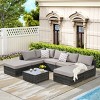 Outdoor Sofa Set, 8 Pcs Patio Sectional Sofa Couch, Wicker Sofa Sets with Washable Cushions, Sofa with Glass Coffee Table-Coolbibila - 2 of 4