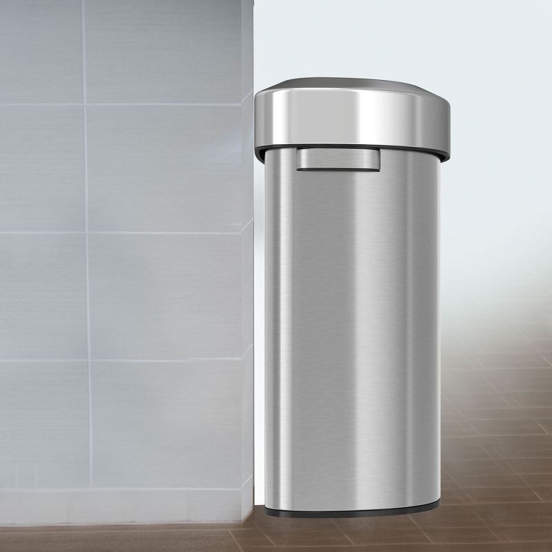 iTouchless Open Top Kitchen Trash Can 18 Gallon Semi-Round Silver Stainless Steel, 5 of 7