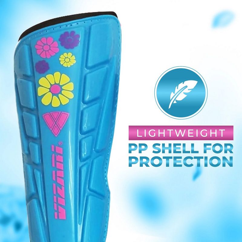 Vizari Blossom Soccer Shin Guards - Dual-Layered Protection & Ventilated Football Shin Pads with Ankle Protection - Stylish Design - Youth & Kids Soccer Shin Guards with Non-Slip Adjustable Strap, 3 of 9
