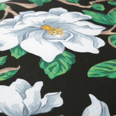 Magnolia Black and White Floral Tufted Chair Pads, Set of 2