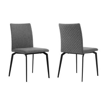 Set of 2 Lyon Fabric and Metal Dining Chairs Gray - Armen Living