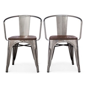Carlisle Metal Dining Chair - Distressed Metal (Set of 2), Size: 2 Pack - Ships Flat, Distressed Grey