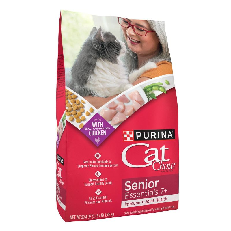 Purina Cat Chow Immune &#38; Joint Health Senior Essentials Chicken Flavor Dry Cat Food - 3.15lbs, 4 of 9