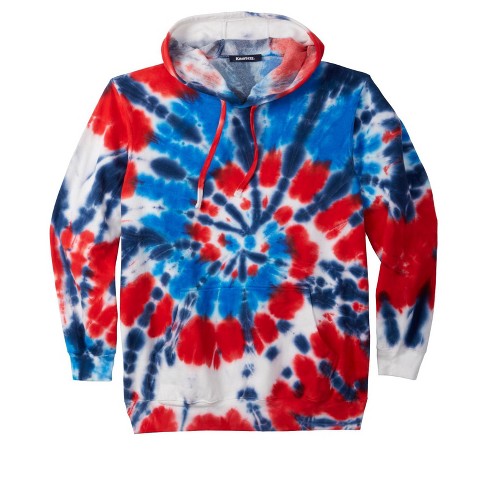 Red white and sale blue tie dye hoodie