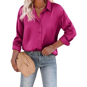 silk dress shirts women The Shirt by Rochelle Behrens Women's The Silk Shirt - Red
