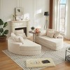 AENKYO 78.5" Oversized Round Recliner, 2-in-1 Corduroy Sleep Sofa Bed Converts to Two Recliners, with 10 Pillows, No Assembly Required, Beige - 2 of 4