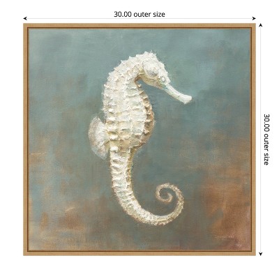 Sylvie Maple Framed Seahorse Canvas Wall Art, 30 x 30 Inches
