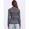 Allegra K Women's Turtleneck Long Sleeve Stretch Slim Plaid Casual Blouse - 4 of 4