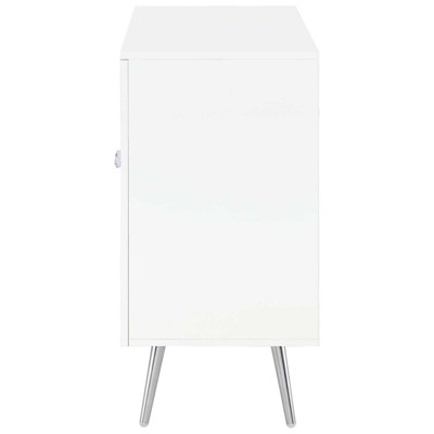 White High Gloss 2-Tier Accent Cabinet with Glass Shelf